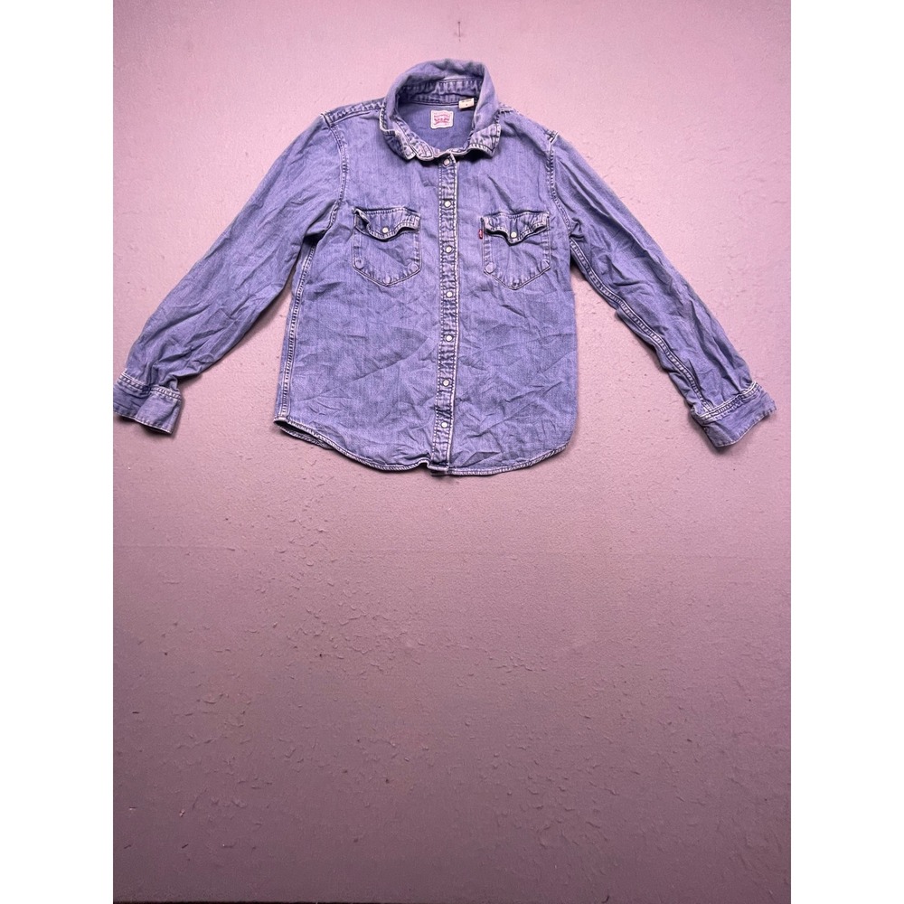 Levi's Button Down Shirt Cotton Denim Blue Medium Womens